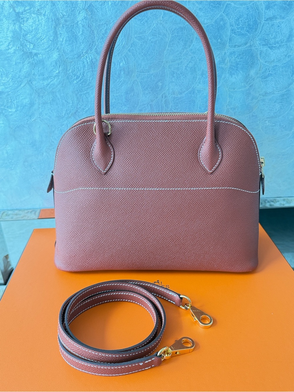 Hermès Bolide 27 Sienne Epsom Leather GHW – Stamp Y (2020) – Full Set